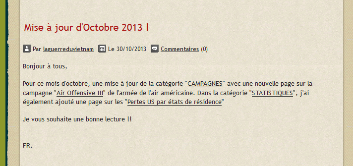 Mise à jour d'Octobre 2013 !
