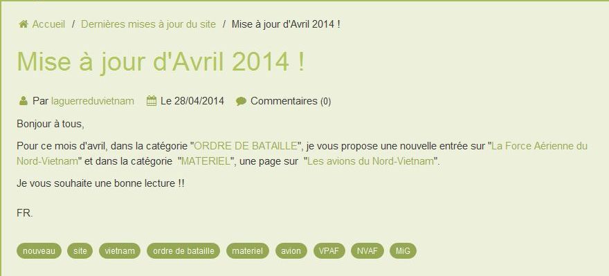 Mise à jour d'Avril 2014 !
